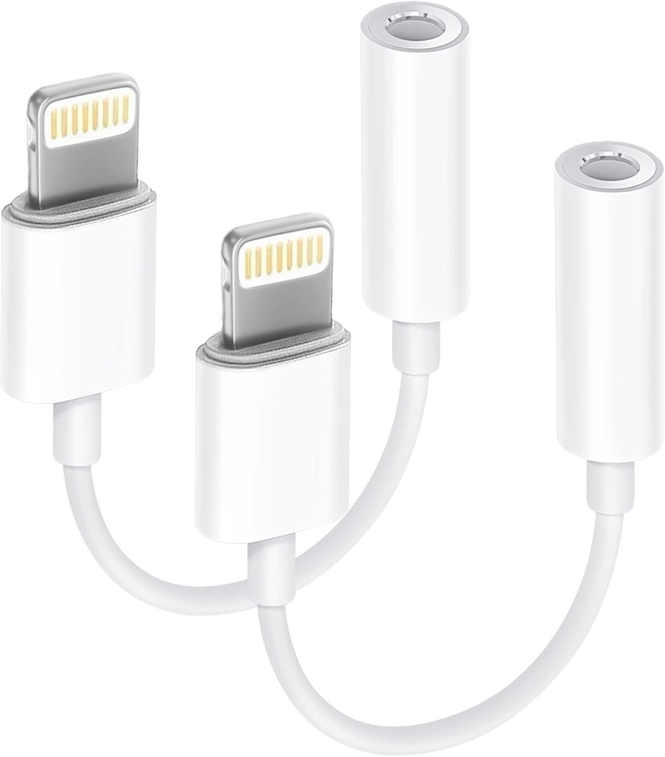 MFi Certified 2 Pack Lightning to 3.5 mm Headphone Jack Adapter for iPhone