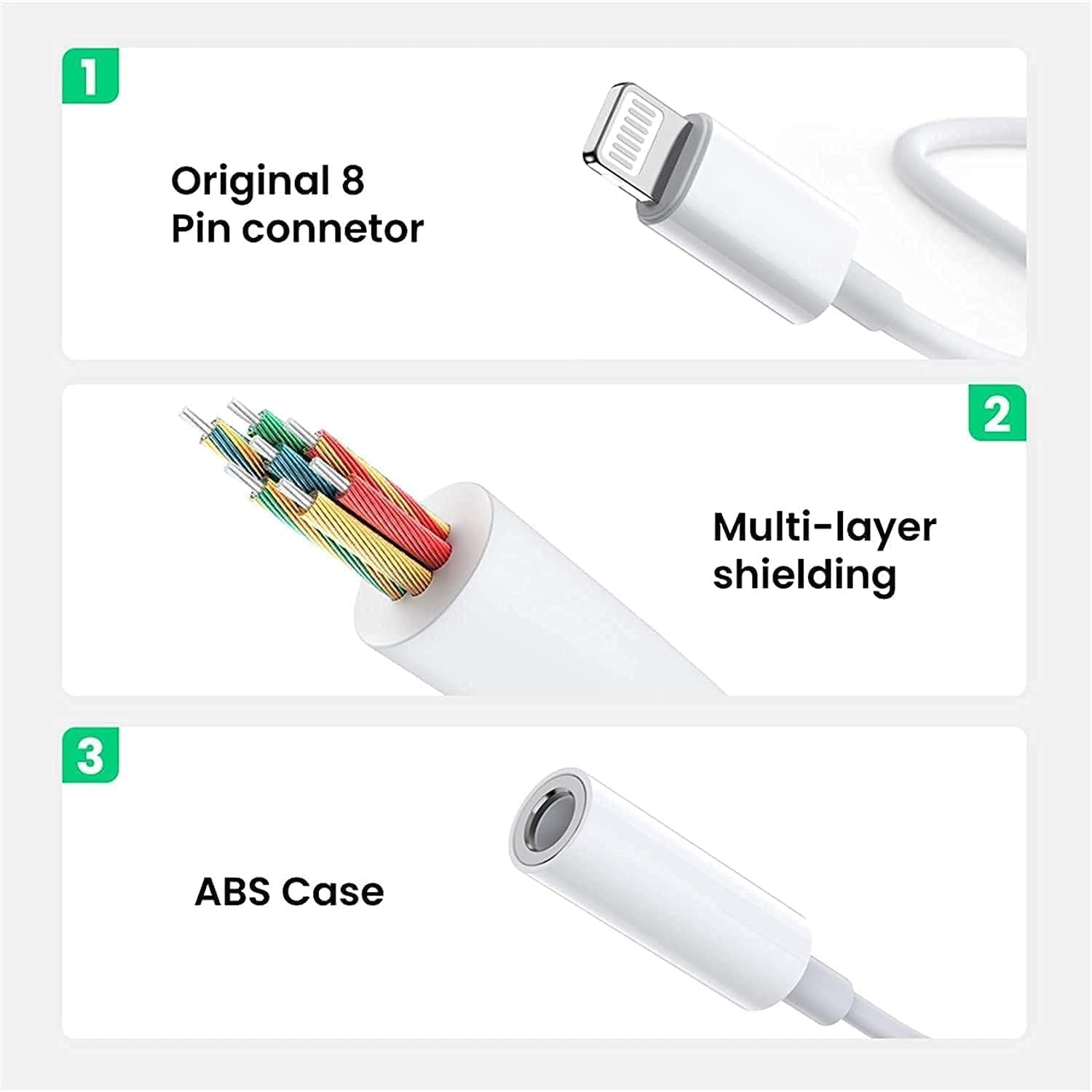 MFi Certified 2 Pack Lightning to 3.5 mm Headphone Jack Adapter for iPhone