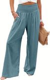 S Women Linen Palazzo Pants Summer Boho Wide