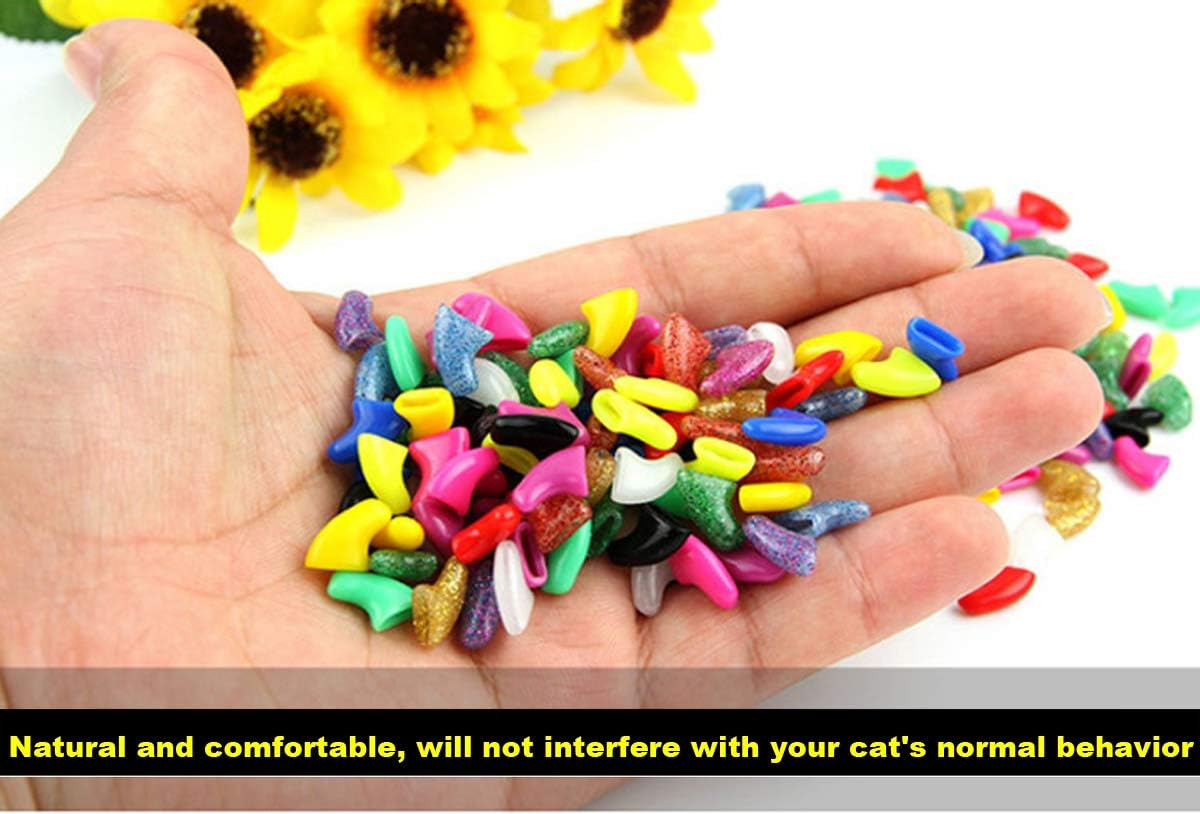 140pcs (14 Colors) Cat Nail Caps,
