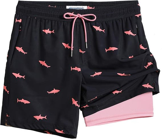 2 in 1 Mens Swim Trunks 7 Inch Swim Shorts Swim