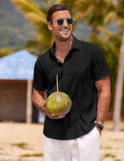 Men's Linen Shirts Short Sleeve Casual Shirts