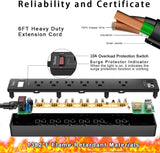6Ft Power Strip Surge Protector -