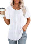 Womens T Shirts Short Sleeve Pleated Dressy