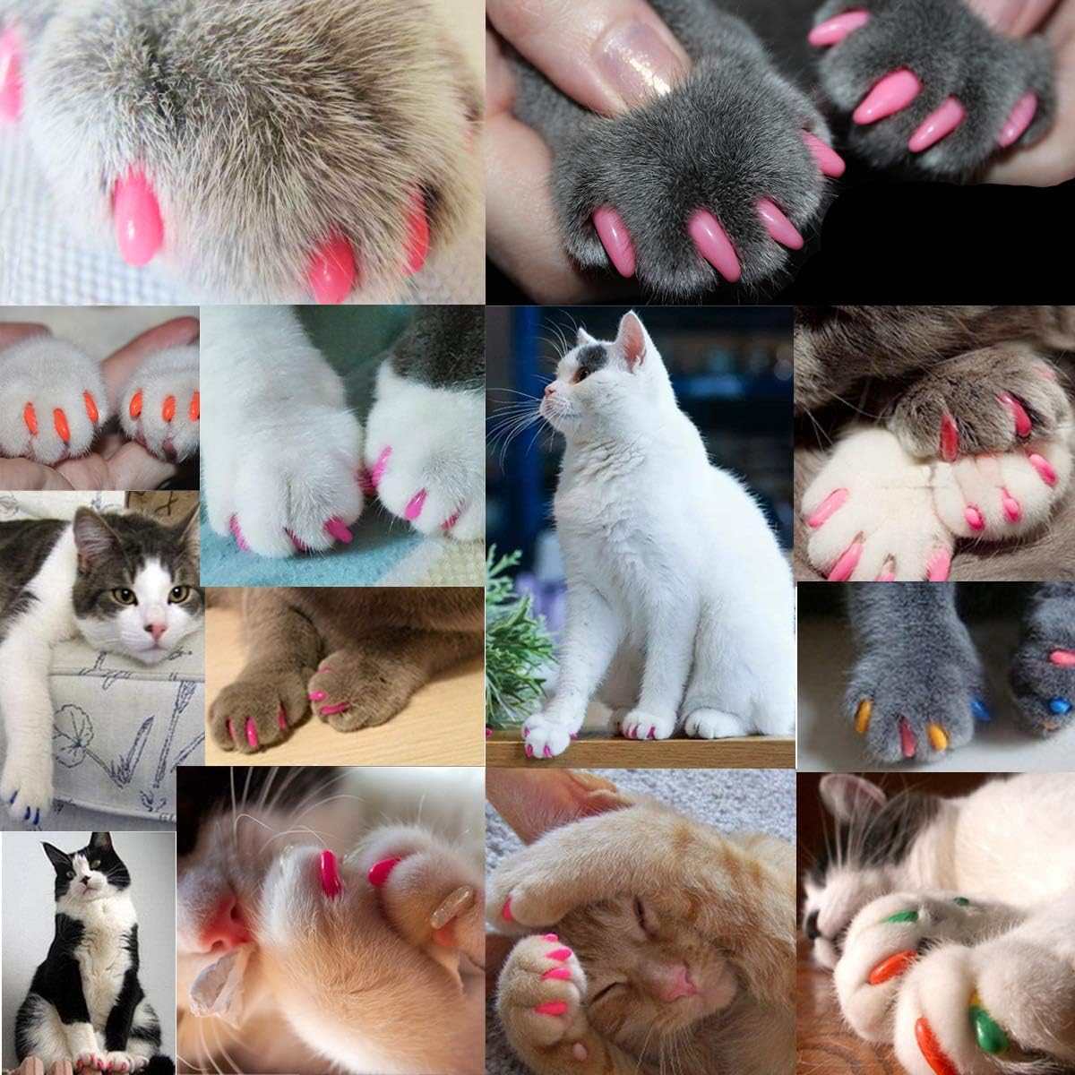 140pcs (14 Colors) Cat Nail Caps,
