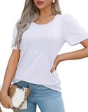 Womens T Shirts Short Sleeve Pleated Dressy