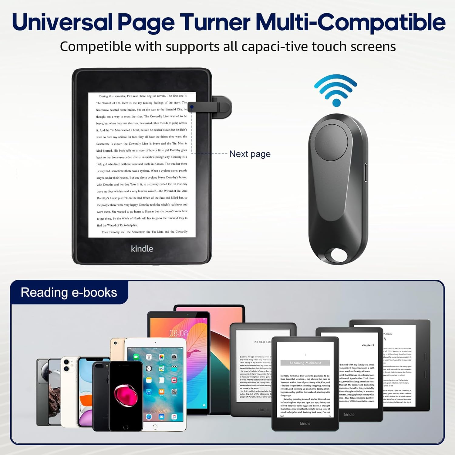 Remote Control Page Turner for Kindle Paperwhite Oasis Kobo eReaders,