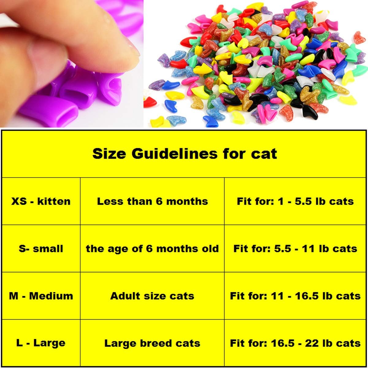 140pcs (14 Colors) Cat Nail Caps,