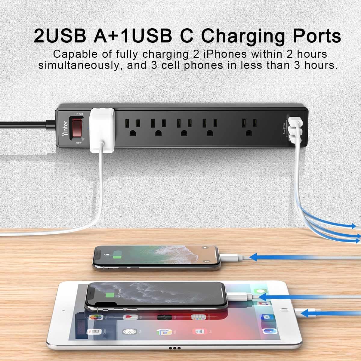 6Ft Power Strip Surge Protector -