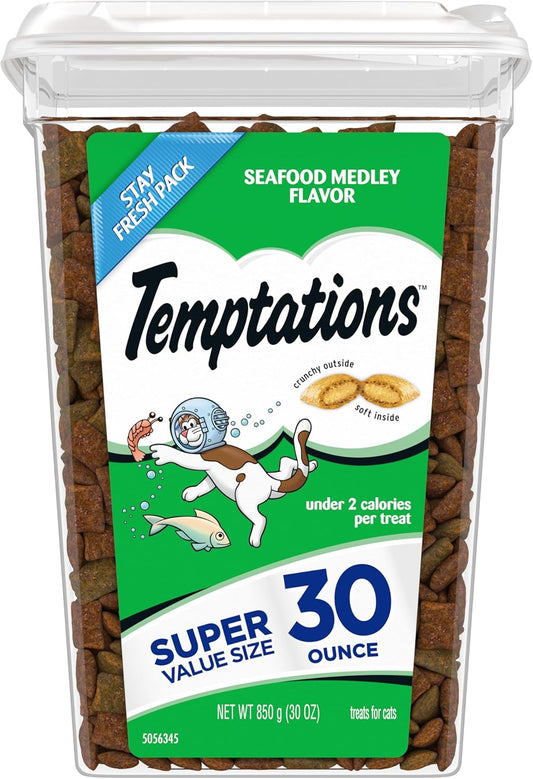Classic Crunchy and Soft Cat Treats Seafood Medley Flavor, 30 oz. Tub