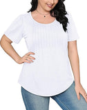 Womens T Shirts Short Sleeve Pleated Dressy