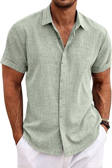 Men's Linen Shirts Short Sleeve Casual Shirts